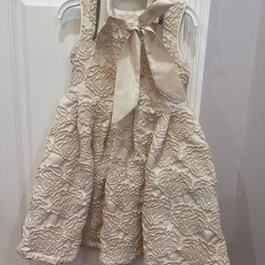 Girls ivory dress with rose printed with add on collar